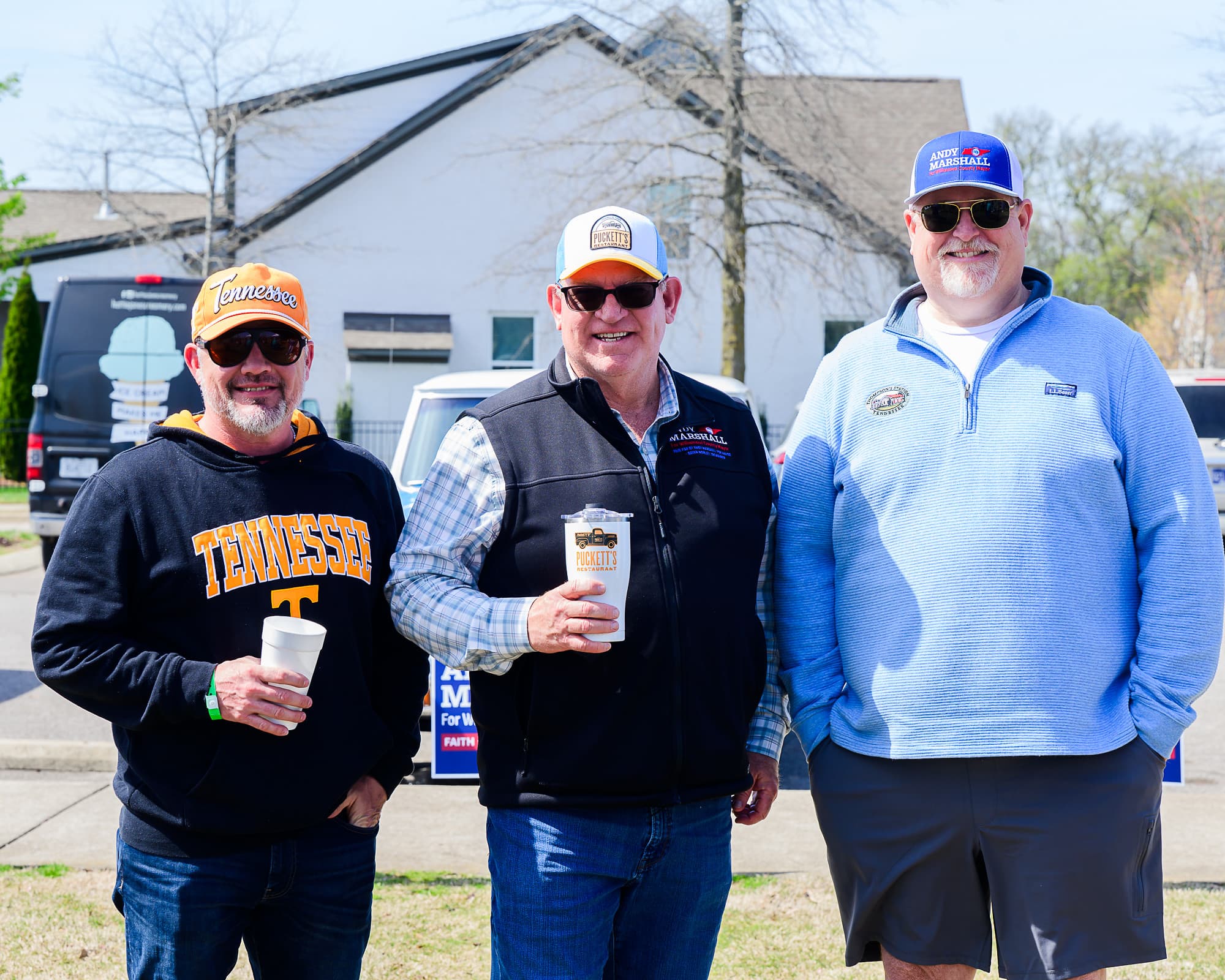 Andy Marshall with supporters on the campaign trail
